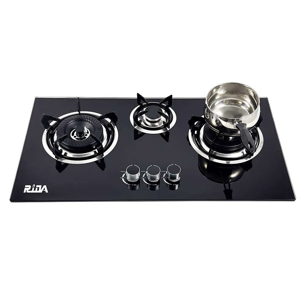 Ridax Tempered Glass Gas Stove with Sabaf-Style Burners Built-in 3-Burner Hob