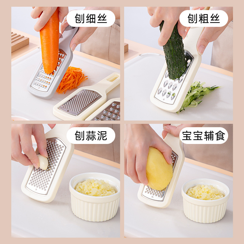3 in 1 Kitchen Implements Stainless Steel Vegetable Fruit Grater Garlic Presser