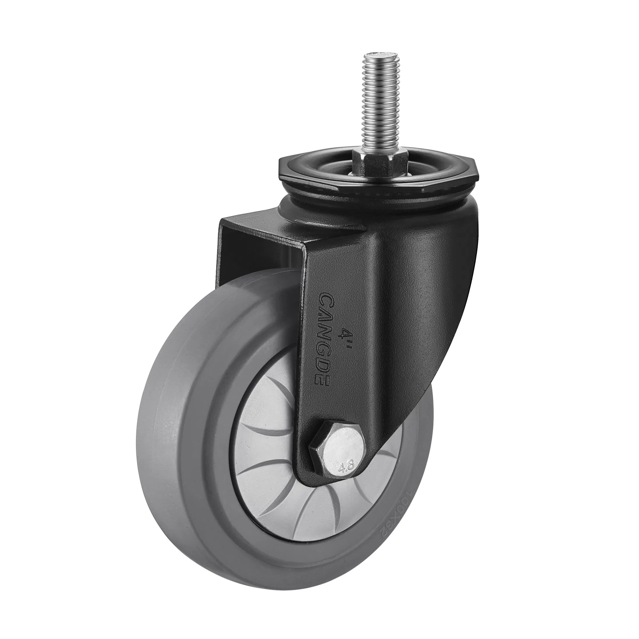 Threaded Stem Caster 75mm 100mm 125mm Grey TPR Silent Castor Laboratory Trolley Caster Wheel