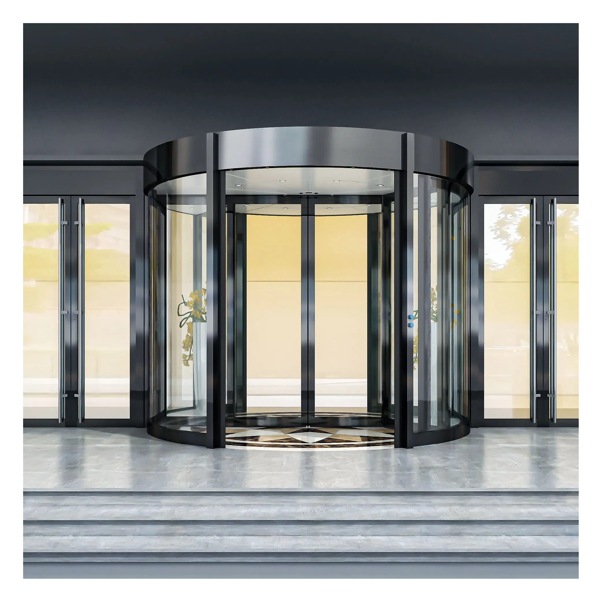 High Quality Automatic Revolving Glass Door for Hotels/Shopping Malls/Office Buildings