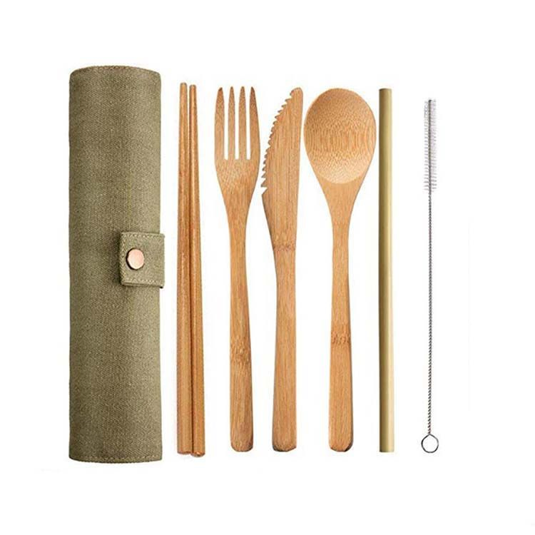 Eco Friendly Bamboo Cutlery Set Reusable Travel Cutlery Flatware Set