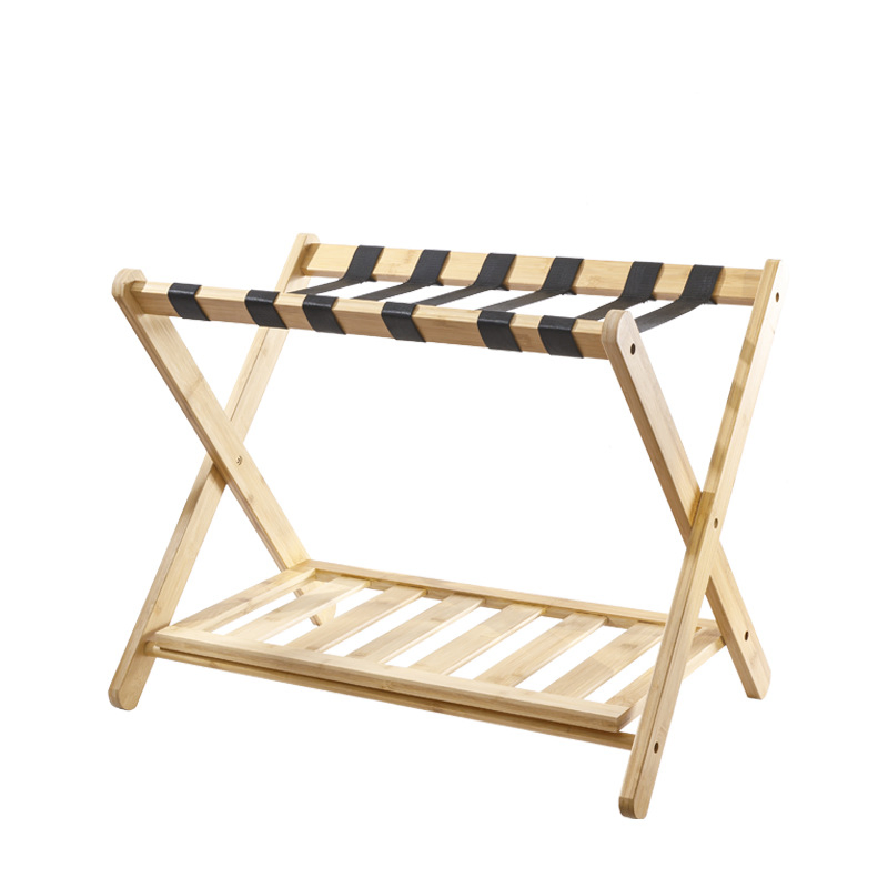 Bamboo Collapsible Luggage Rack Bedroom Storage Rack