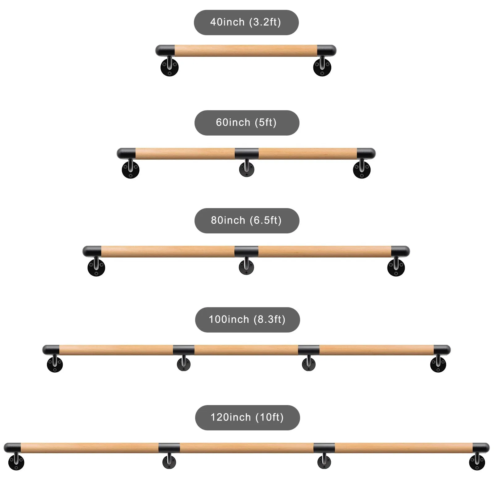 Wood Handrail Indoor Stairs Handrail Wall Mount Handrail