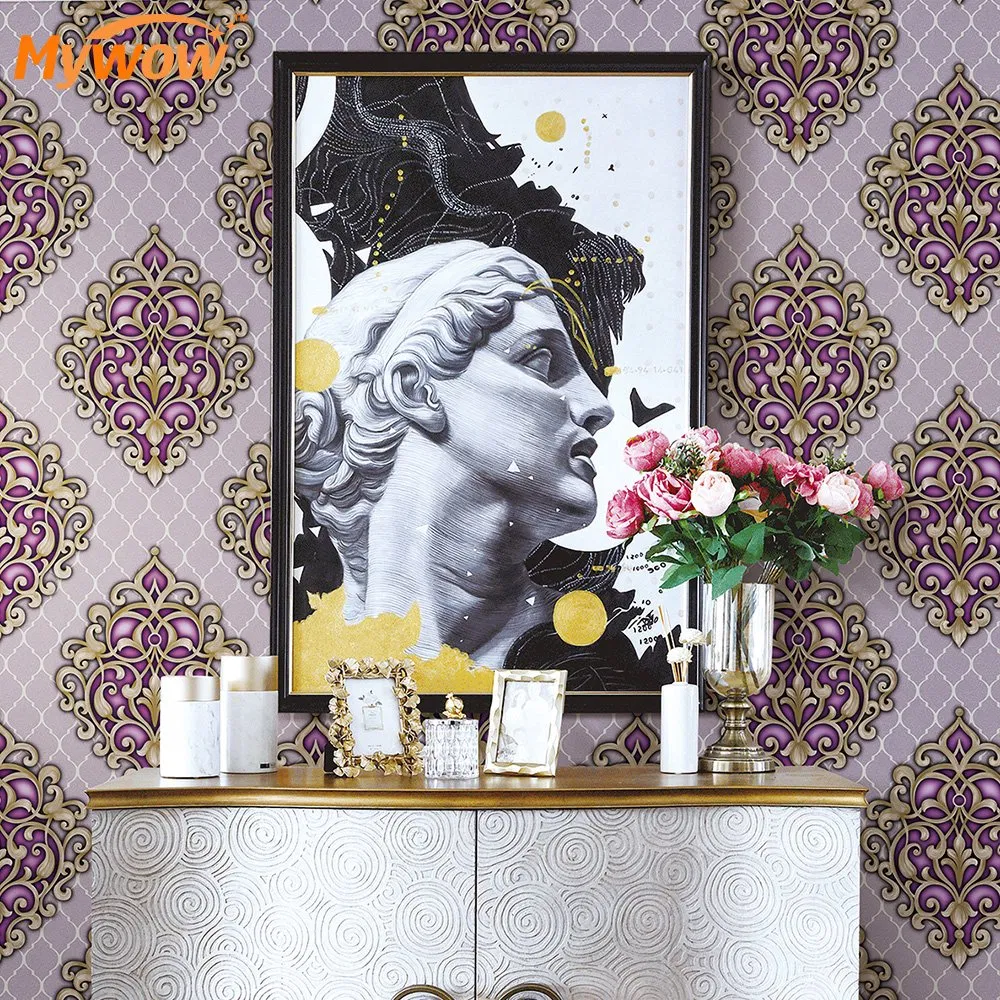 Guangzhou Factory Price Damask Design Wallpaper HD Wall Paper