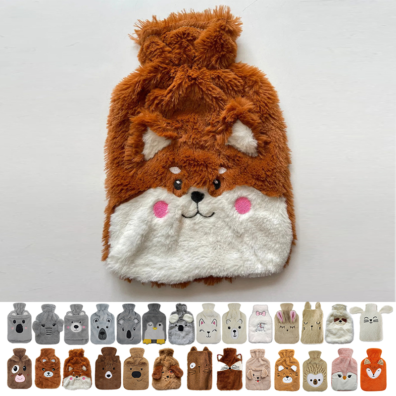 Rabbit Fur Soft Orange Cove Reusable Hot Water Bag with Plush Soft Furry Cover