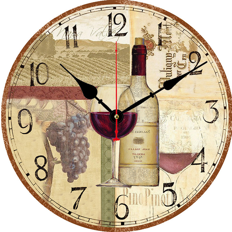 Dia 30/34/40/60cm Antique Decorative Wall Clock Silent Wooden Wall Clock Home and Table Decoration Promotion Gift Clock for Kitchen/Living /Bed Room-2020-1197