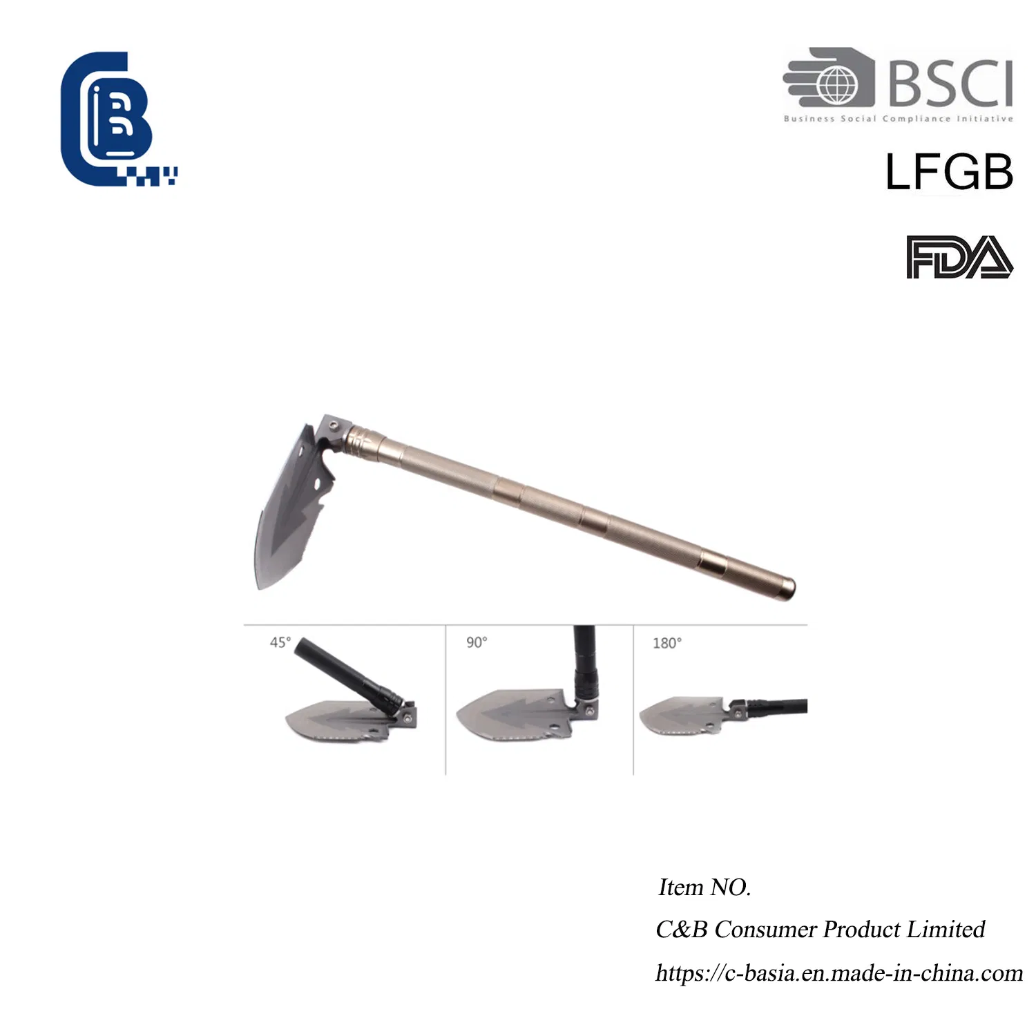 Stainless Steel Outdoor Folding Shovel, Survival Folding Portable Camping Shovel