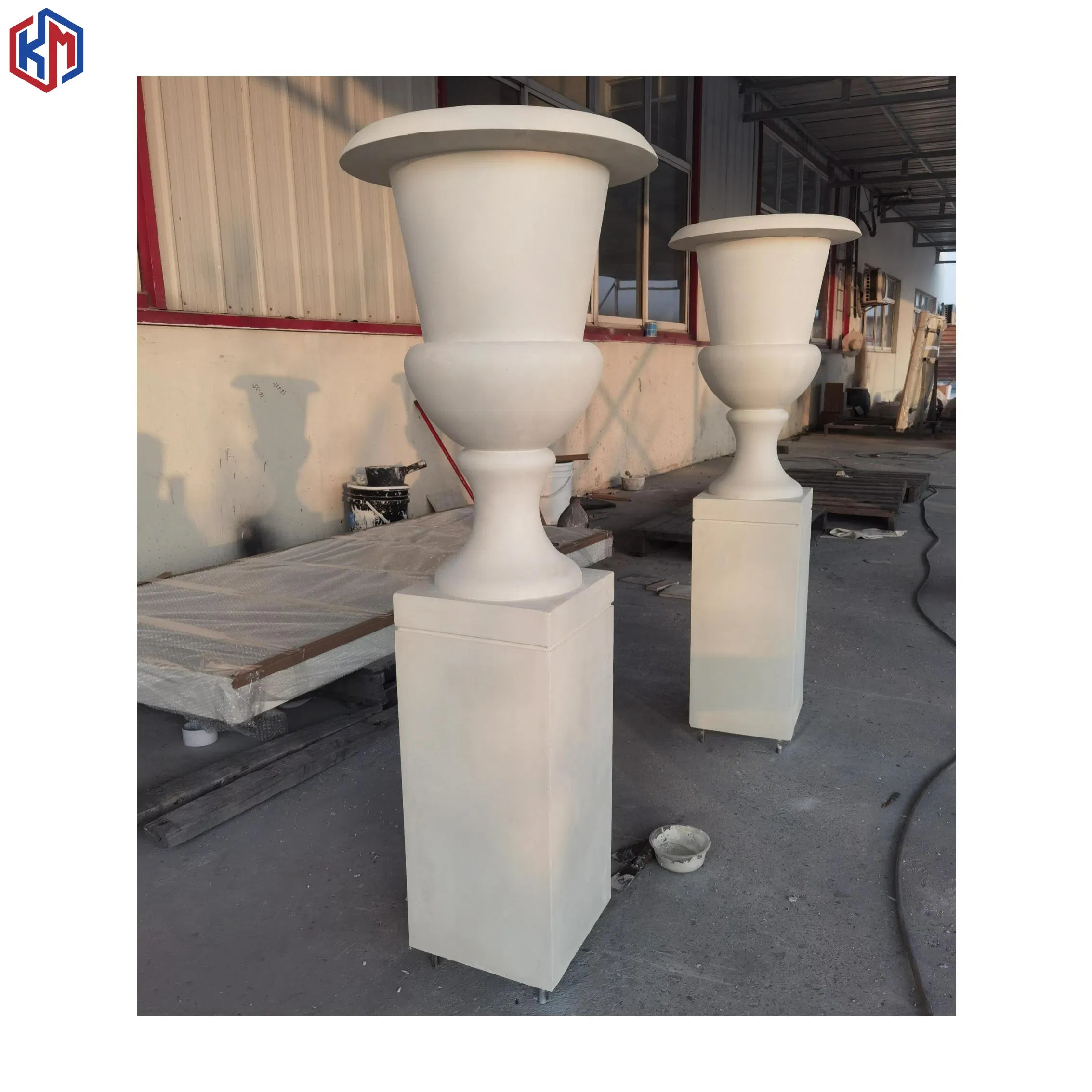Garden Ornaments Plant Container Grc Flower Pot White Concrete Customizable Planter