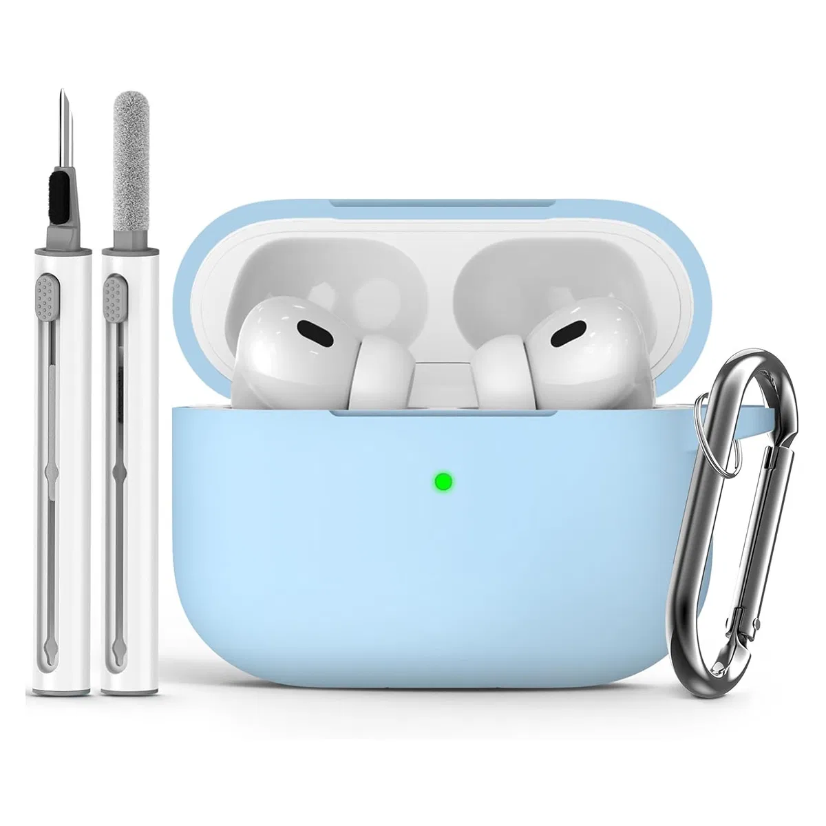 Чехол силиконовый для AirPods с ручкой-чистилкой и карабином