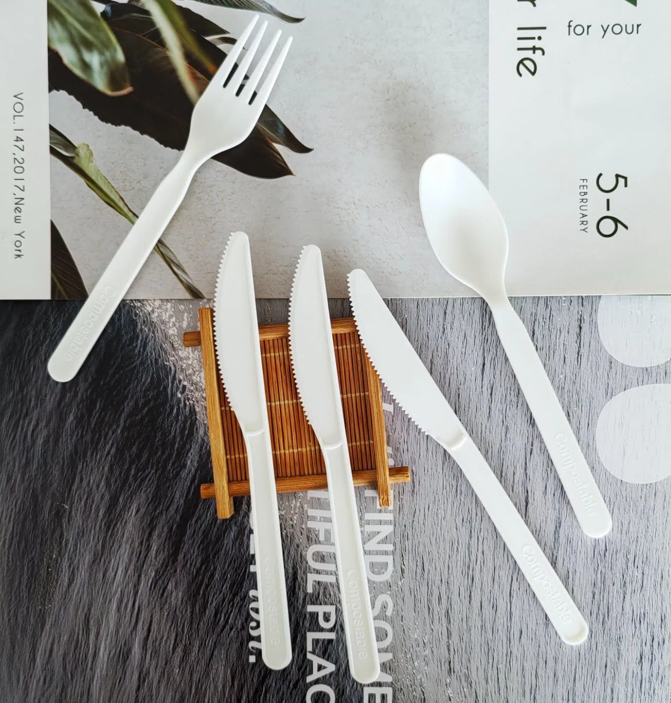 Wholesale Individual Packaging Compostable Cpla Cutlery Spoon Fork Knife Utensils
