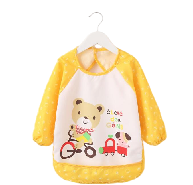 Animal Printing Cloth Baby Bibs Smock Children Bib Burp Long Sleeve Baby Clothes for Having Dinner