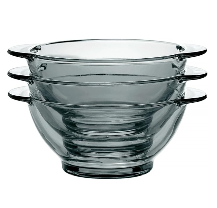 Glass Soup and Salad Bowl, Cobalt Transparent Glass Eating Plates, Circular Dinnerware for Salad, Bread, Dinner