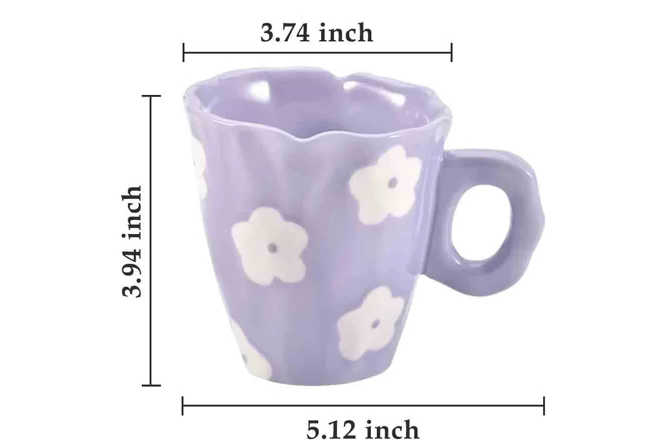 Hand-Painted Irregular Ceramic Coffee Mug Unique Porcelain Tea Cups for Office & Home