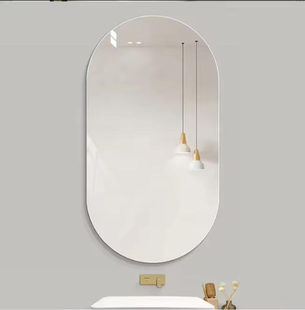 Custom Frameless Round Mirror in Asymmetric Shape for Bathrooms
