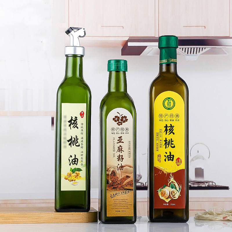 Square Custom Cooking Oil Bottle 250ml 500ml 750ml Plastic Olive Oil Bottle