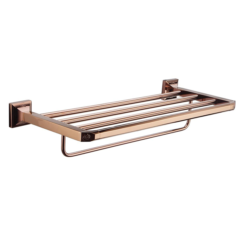 Modern Chrome Brass Design Hotel Bathroom Towel Shelves Wall Mounted Towel Shelf