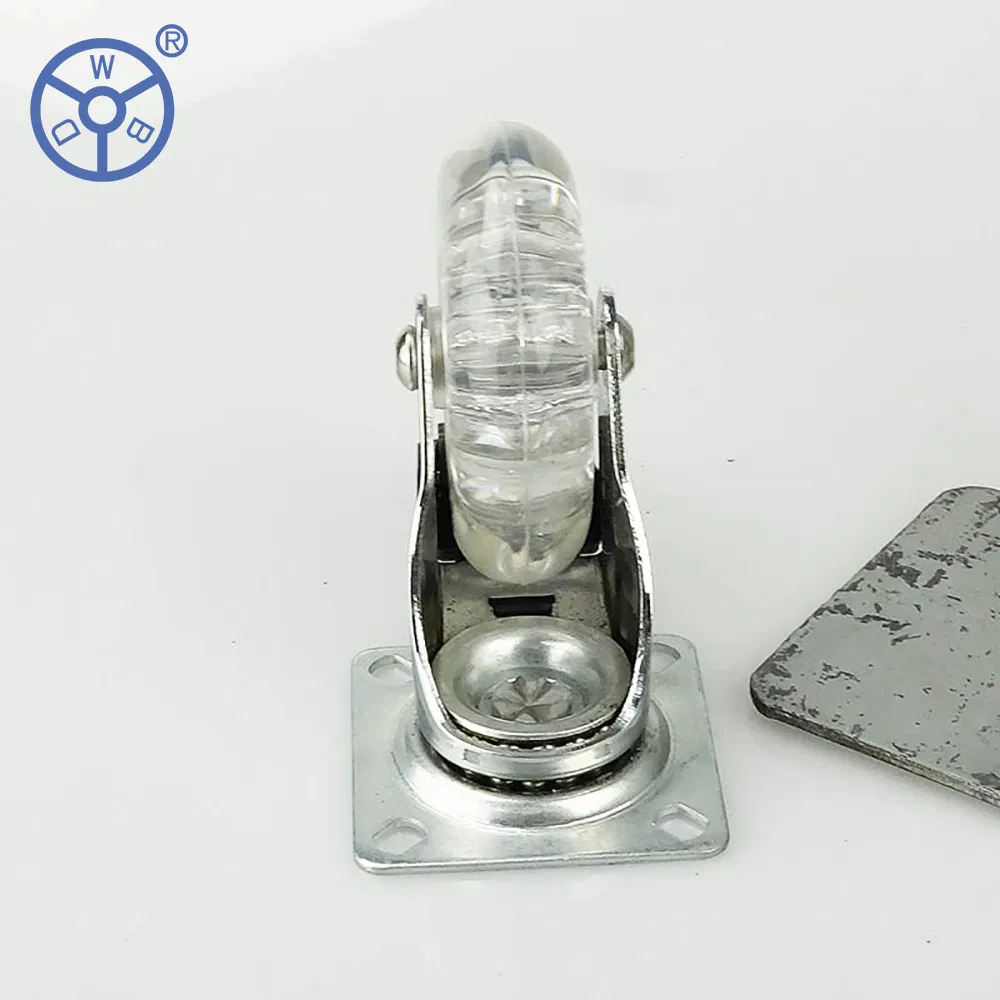Wbd Hot Sale PU 75mm Transparent Swivel Trolley Wheel Castor with Lock