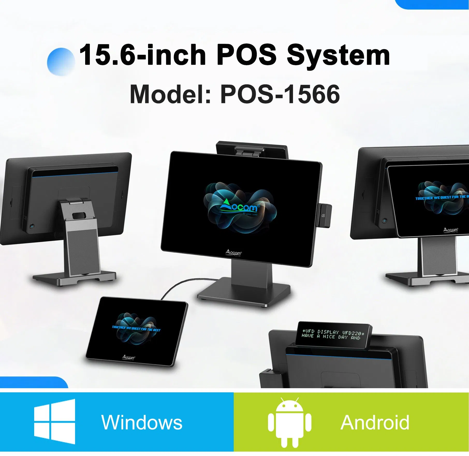 One-Stop 15.6 Inch Cash Register, Msr, iButton, VFD, Secondary Screen for Your Option