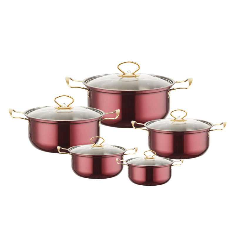 Colorful 10-PC Stainless Steel Wire Handle Cookware Casserole Set