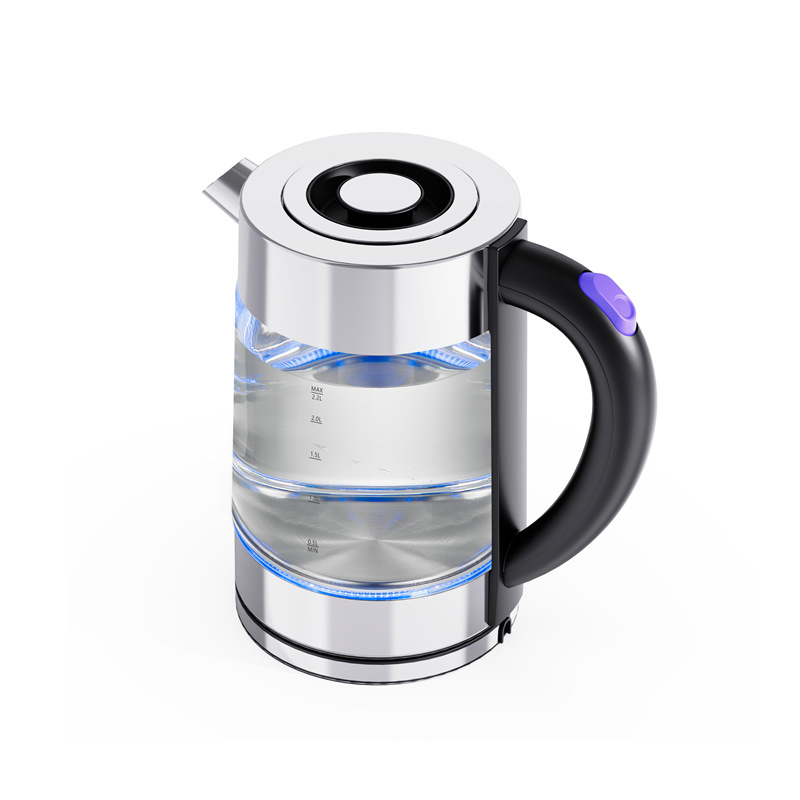 CE LFGB 2.2L Glass Electric Hot Water Tea Kettle with Blue Light Anti-Dry Burning Household Water Kettle