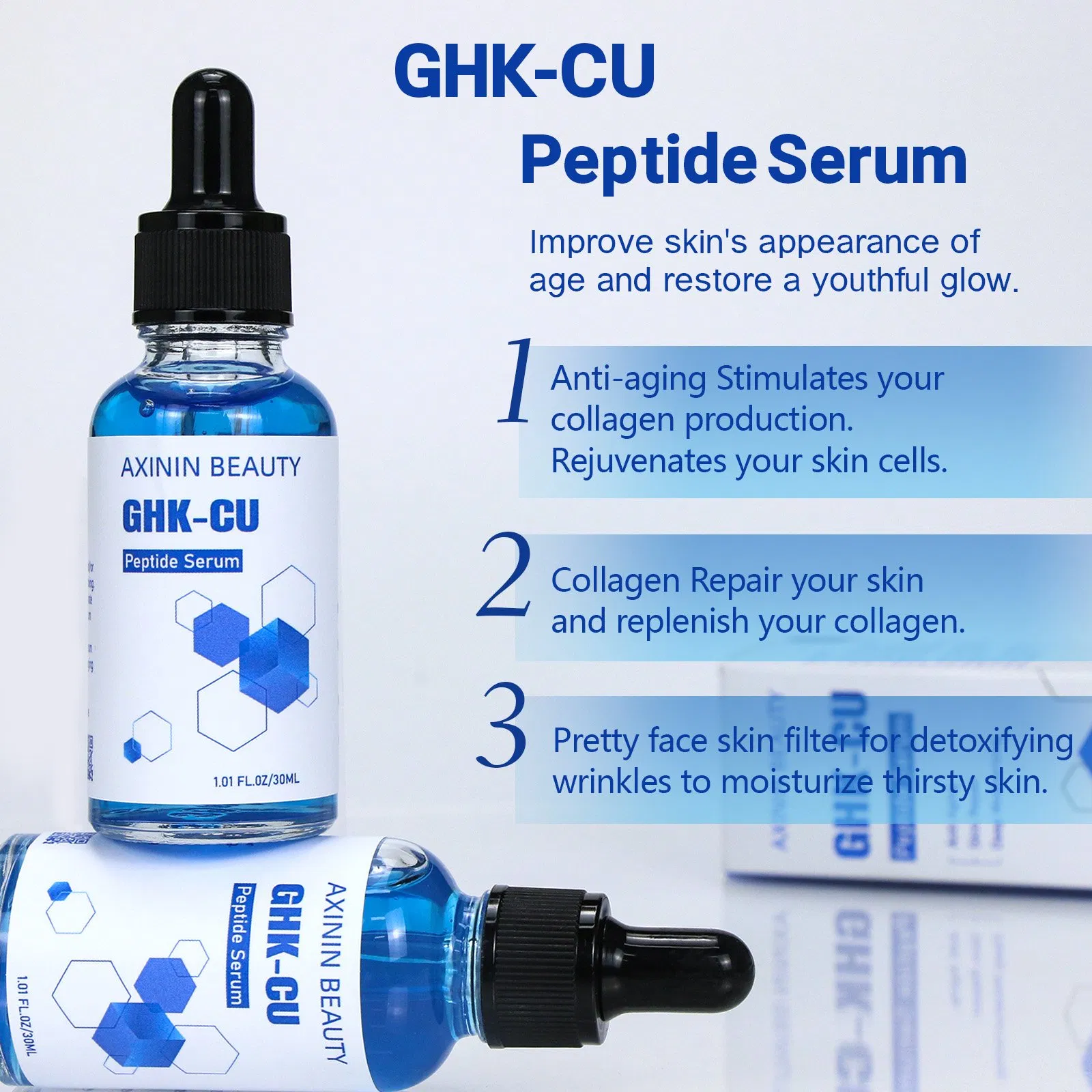 Beauty Cosmetics Skin Care Facial Anti-Aging Whitening Niacinamide Ghk-Cu Peptide Serum