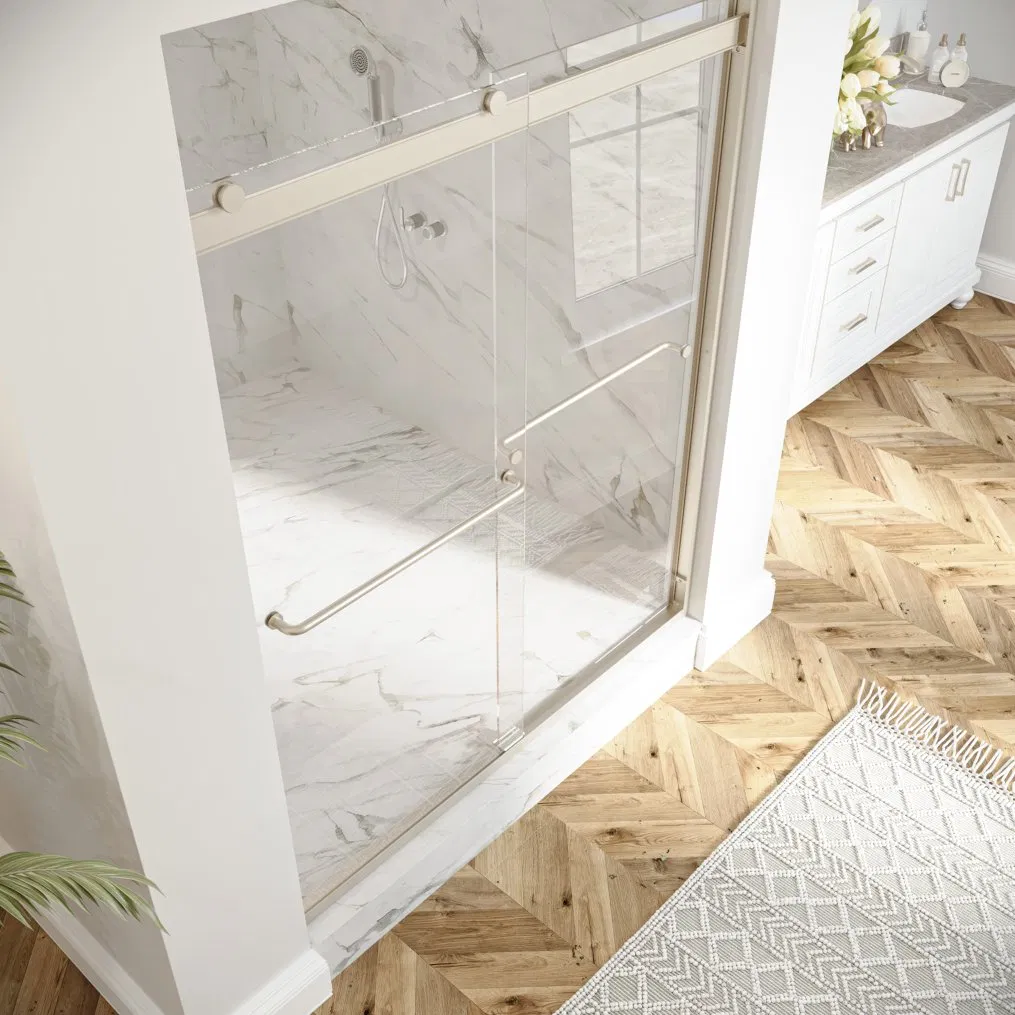 Idl Modern Frameless Glass Bathroom Waterproof Double Sliding Shower Door