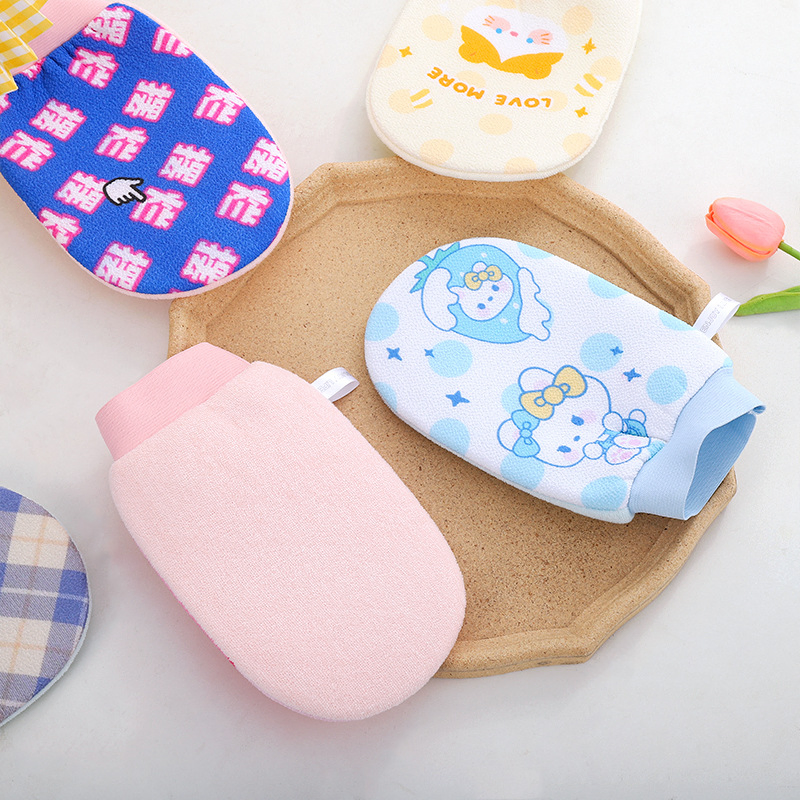 Cute Cartoon Bath Gloves Strong Rub Mud Gloves Bath Rub Back Towel