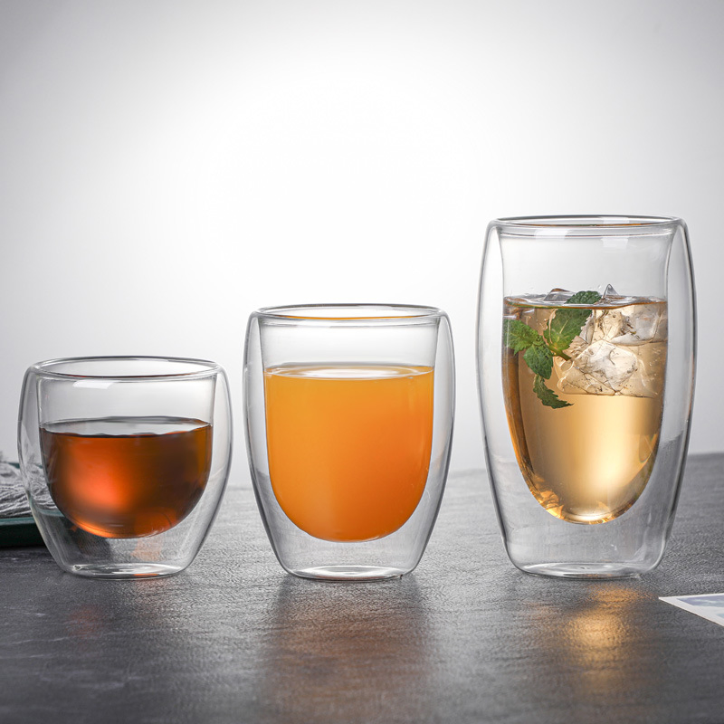 Термостойкая двойная стеклянная кружка для кофе и чая