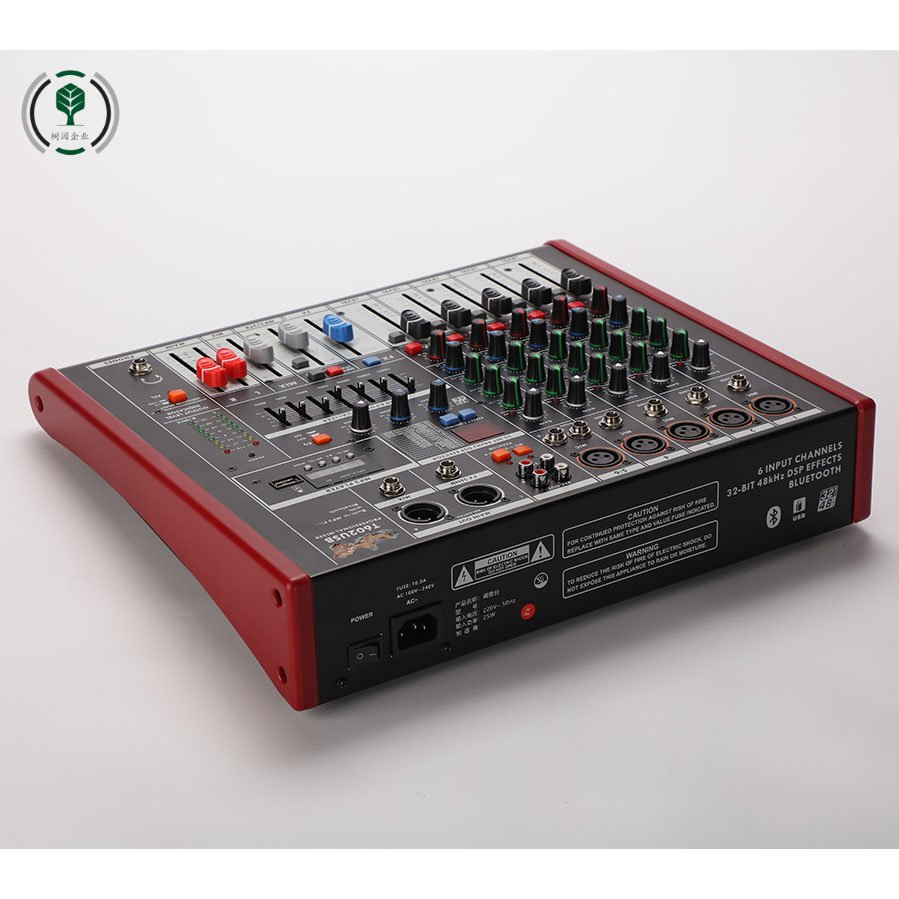 6-Channel 48V Phantom Power Bluetooth USB Portable Professional Audio Mixer