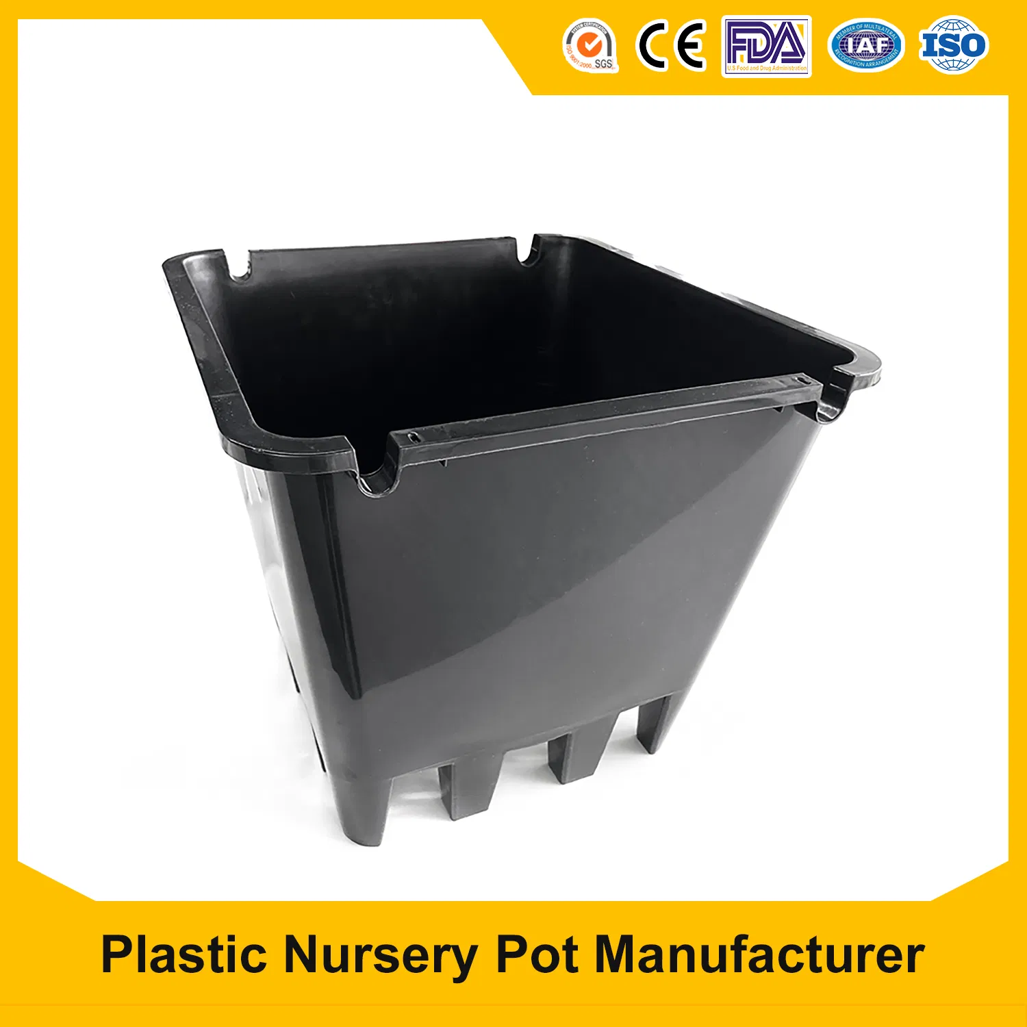 PP Black Square Bonsai Flower Pot Wholesale Blueberry Grow Plastic Nursery Seedling Flower Pots