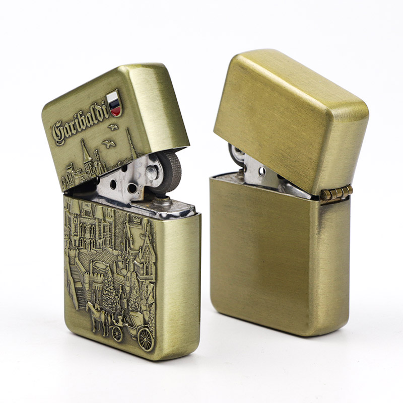 Wholesale Customized Logo Vintage Souvenir Metal Cigarette Kerosene Oil Windproof Lighter