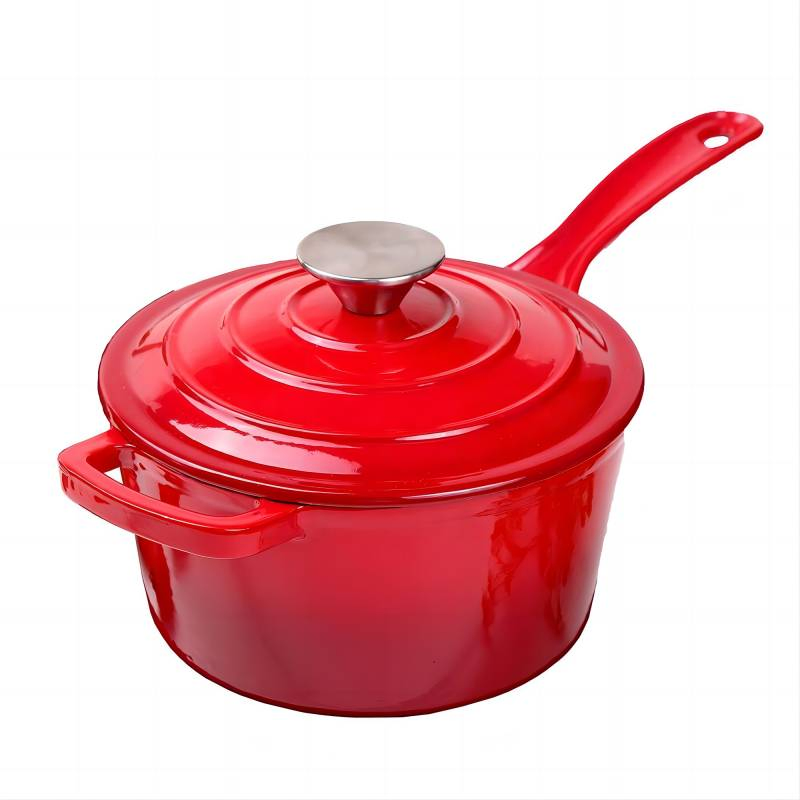 Wholesale Saucepan Milk Pot Enameled Cast Iron Mini Cooking Pot with Lid and Long Handle