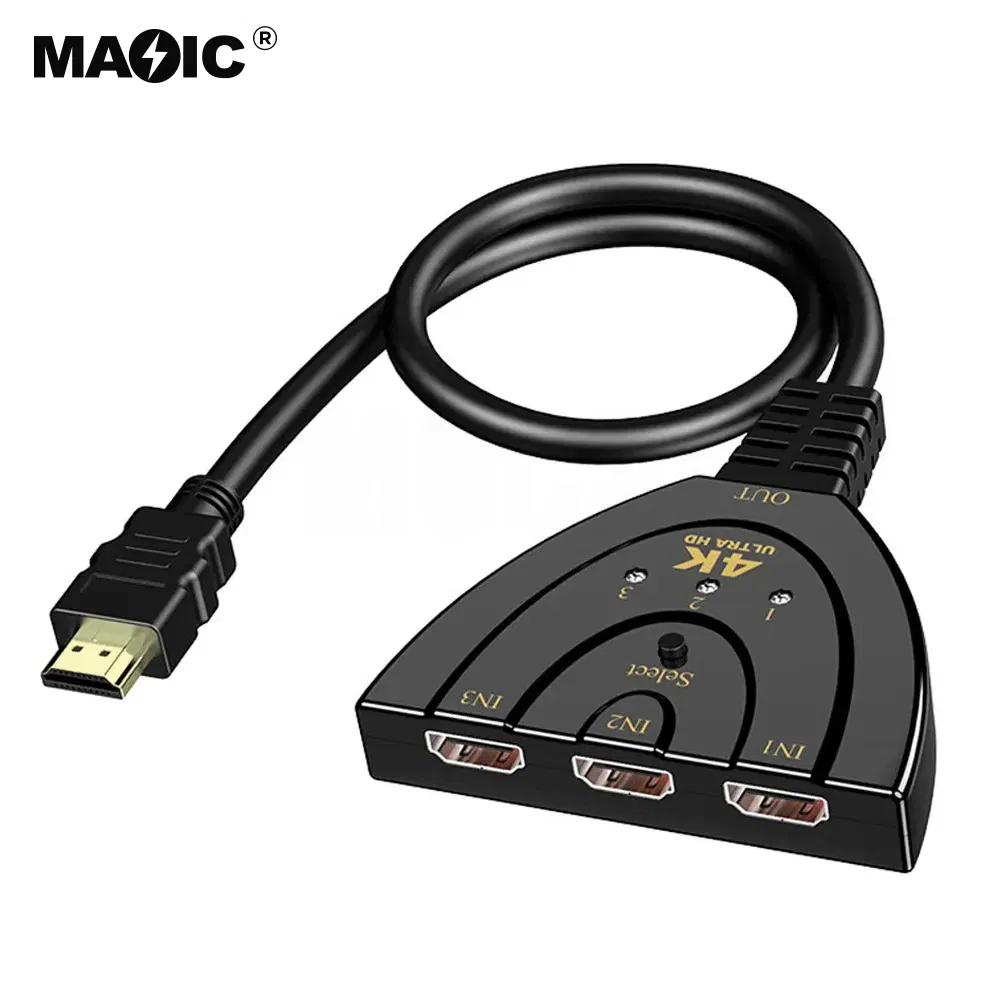 HDMI-коммутатор 3x1, 4K, с кабелем