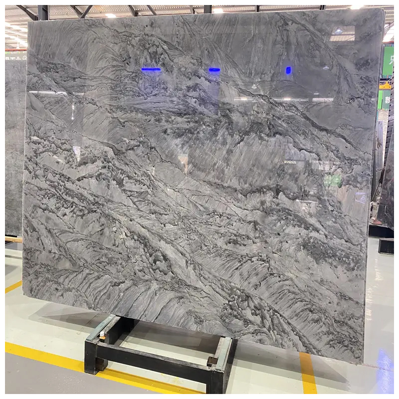 Brazilian Exotic Pure Grey Adamantium Quartzite Slabs for Countertops and Wall
