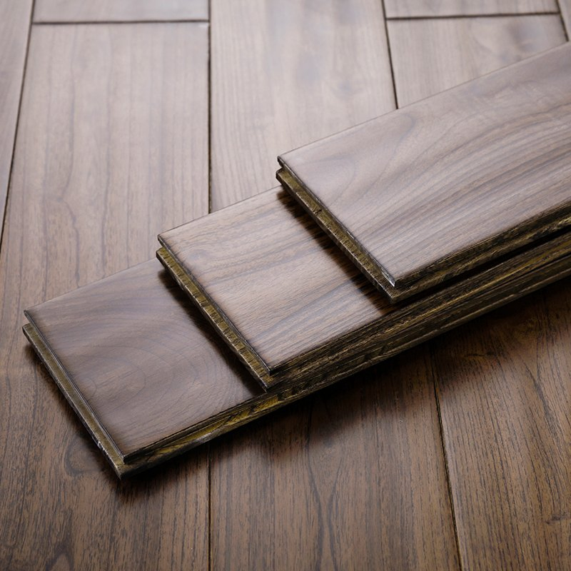 Solid Wood Flooring Indoor Natura Wood Walnut Color Hardwood Flooring for Living Room