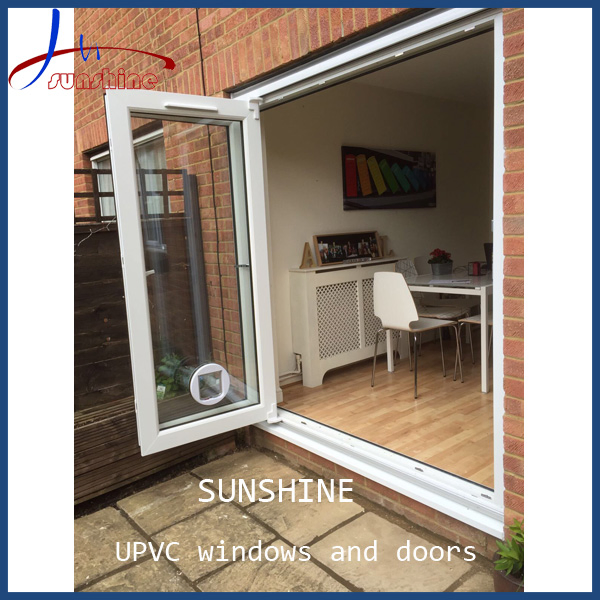 Exterior French Patio Bifold Sliding Doors UPVC/PVC Glass Folding Doors