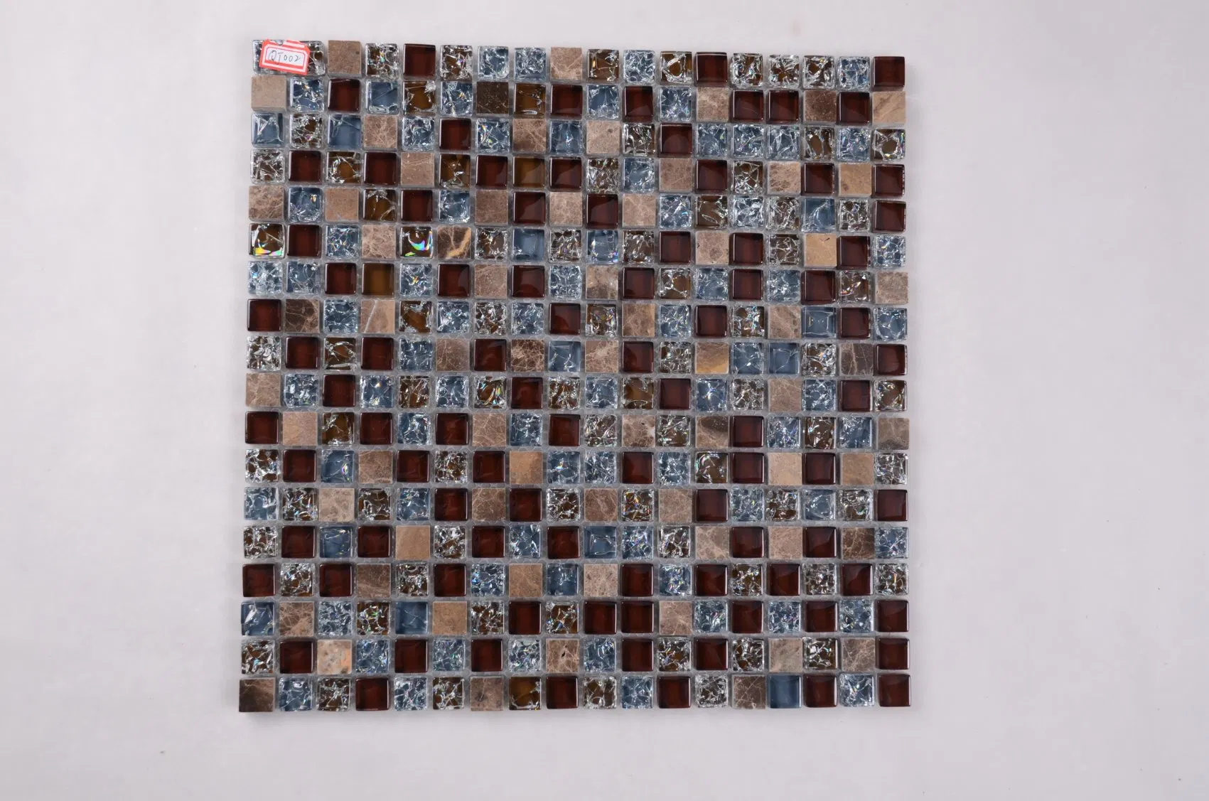 Мозаика стеклянная кухонная 15x15 мм, коричневая