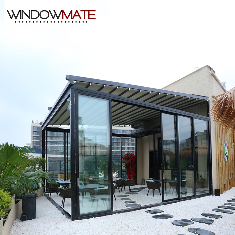 Aluminum Gazebo Polycarbonate Canopy Outdoor Pergola Awning Retractable Roof