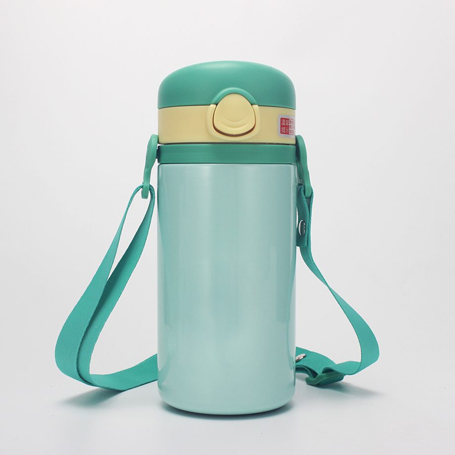 300ml Double Drink Children Water Cup Kids Cute Portable Stainless Steel Strap Bottle