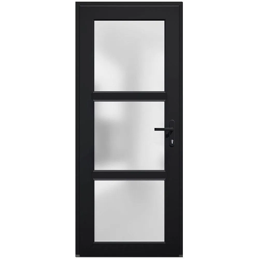 Aluminum Framed Hinged Swing Door Customized Bathroom Doors with Frosted Glass