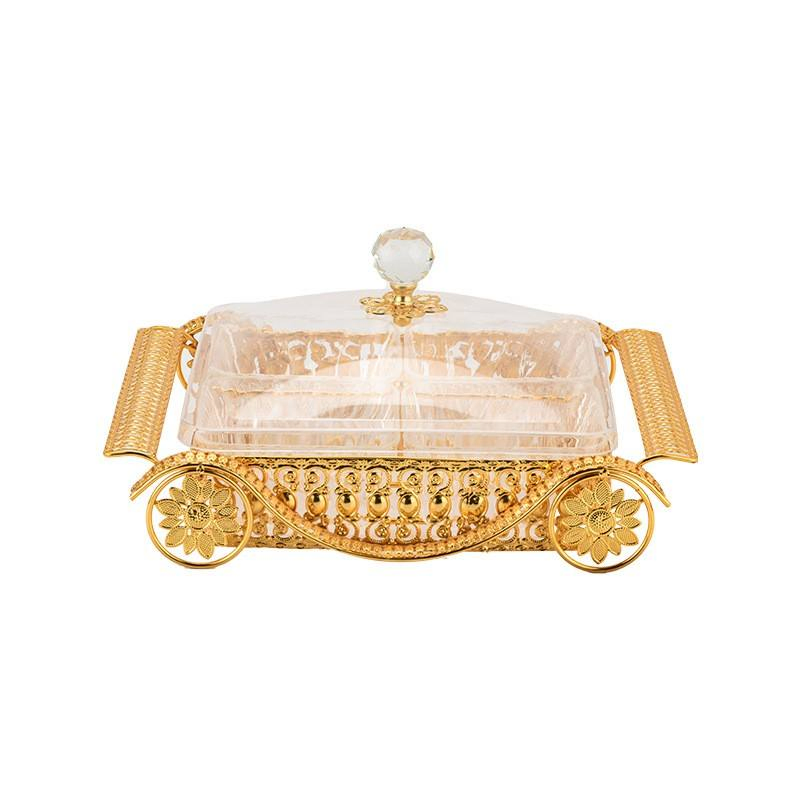 Gold Metal Car Shaped Ornament, Dried Fruit Candy Plate