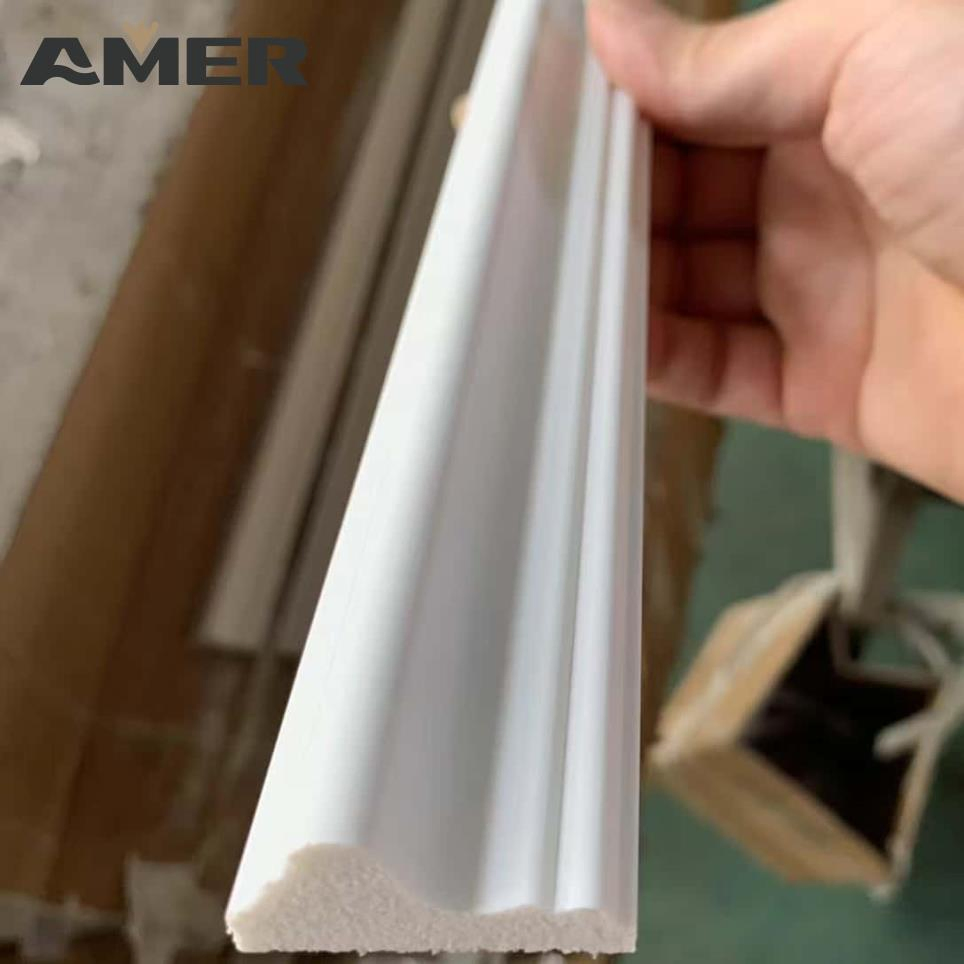 Easy Install Interior Decorative Waterproof White Plastic Baseboard Skirting Board Cornice PS Moulding