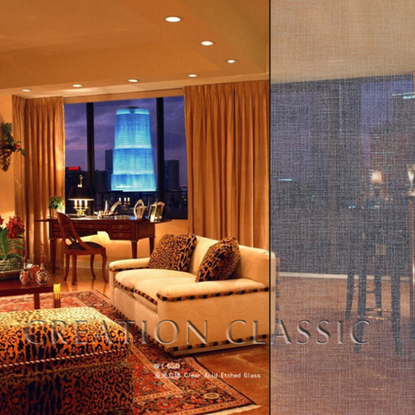 Acid Etched Titanium Coated Glass Customized Decorative Glass