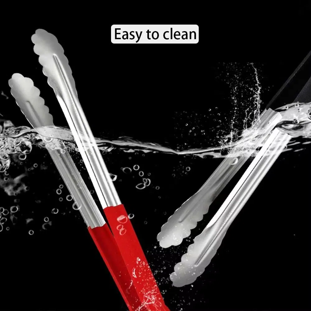 Stainless Steel Kitchen Gadgets Utensils Set-Buffet Food Serving Clip Salad Tongs BBQ Tongs