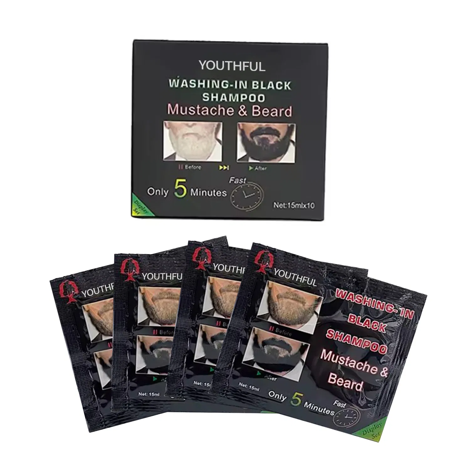 Professional Natural Herbal No Ppd Black Beard Dye Shampoo