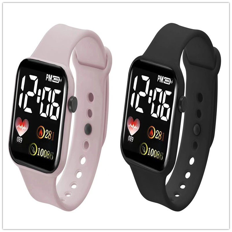Fashion LED Digital Watch for Men and Women; Couple's Watch with Heart-Shaped Square Electronic Display.