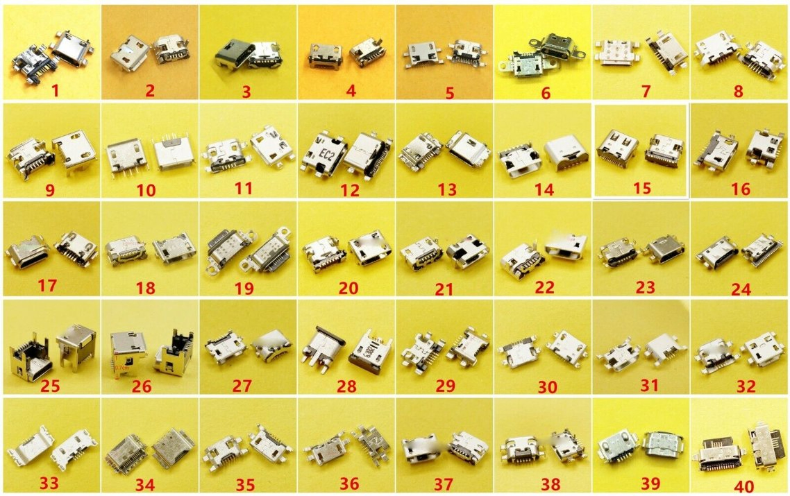 Разъём Micro USB 5pin, 65 видов, для телефонов и планшетов