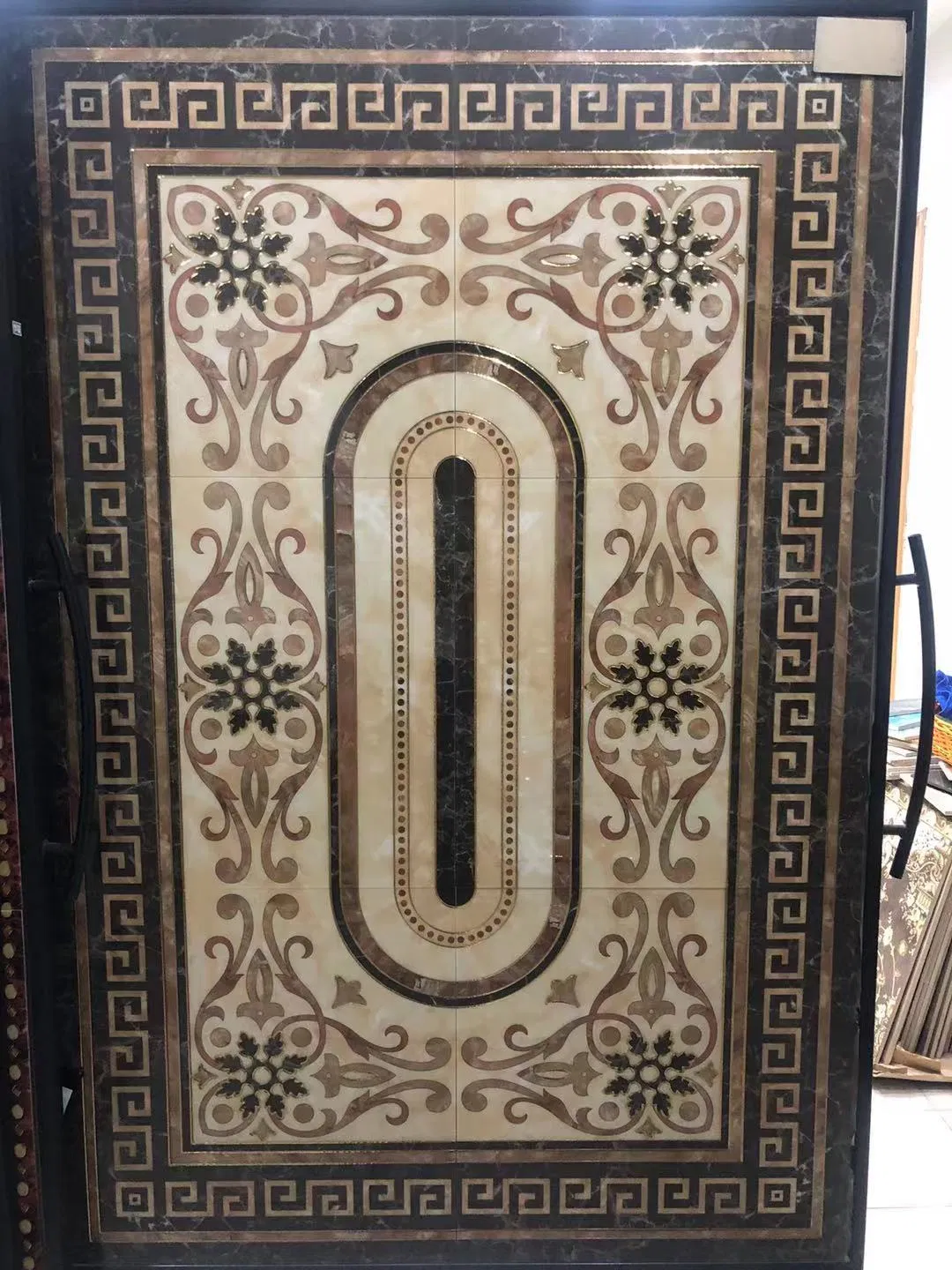 Cryshtal Porcelain Living Room Carpet Tiles with Golden Lines for MID East