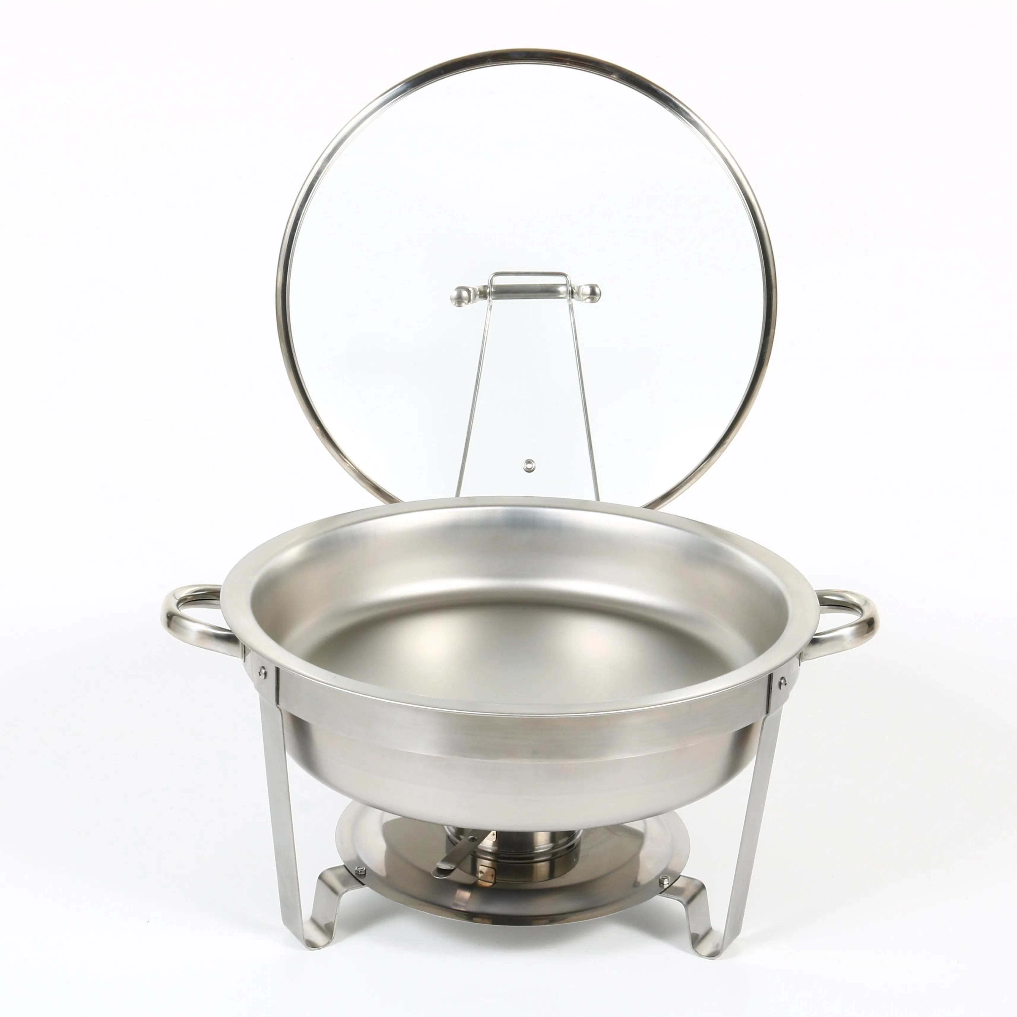 Round Stainless Steel Chafing Dish with Glass Lid