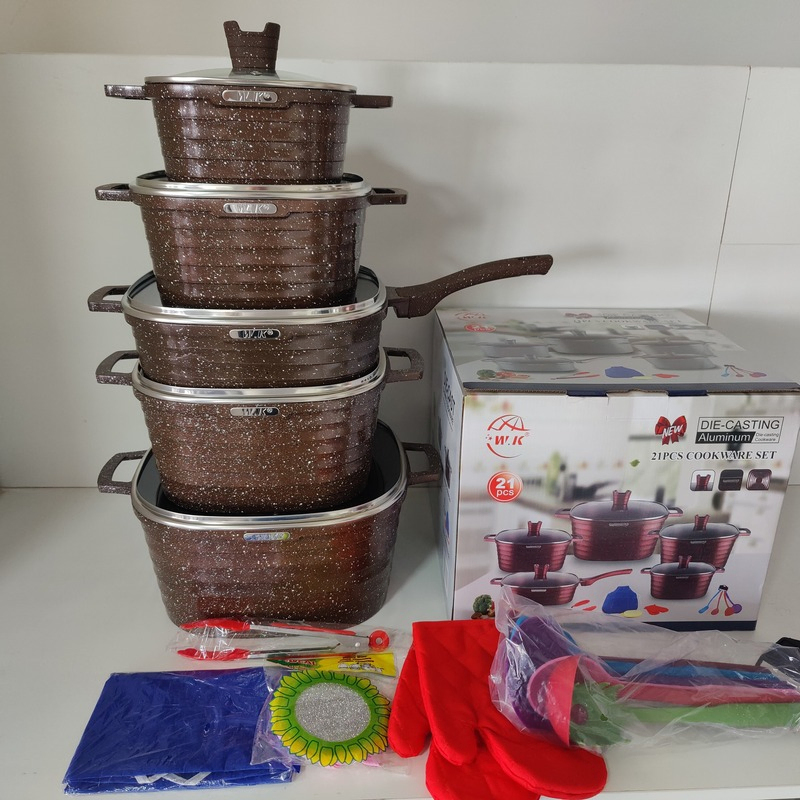 Hot Sale Die Cast Granite Coating Cookware Set Non Stick Marble Coated Aluminum Casserole Cooking Pot